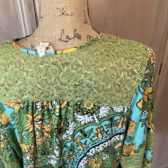 ANTHROPOLOGIE TINY BRAND Long sleeve v-neck wrap look blouse boho retro 70’s L - Picture 8 of 15